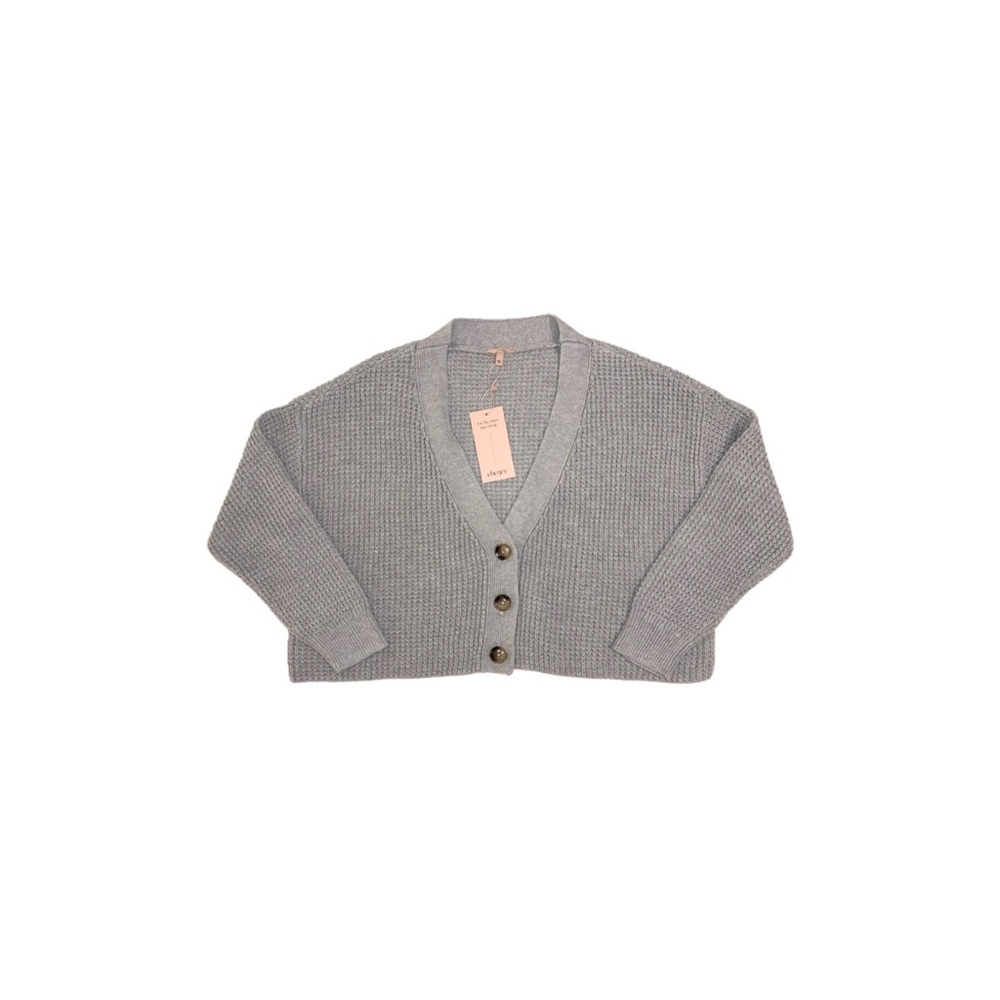 NWT Eberjey Recycled Sweater Cropped Cardigan in Heather Grey – Size Large